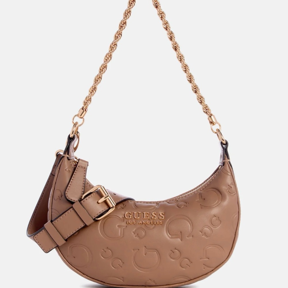 NWT GUESS Brown Embossed Shoulder Bag